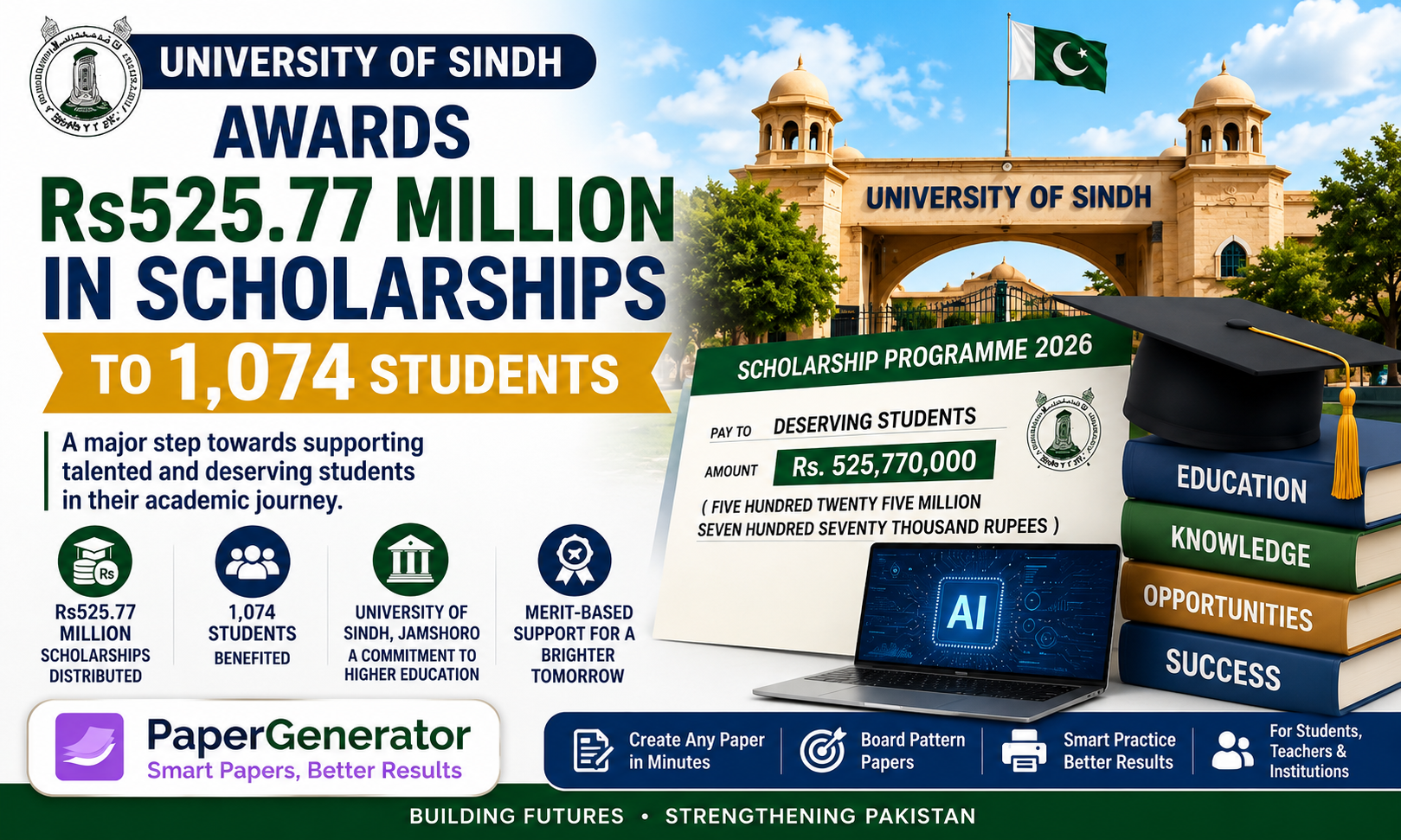 University of Sindh awards Rs525.77 million scholarships to 1,074 students in 2026