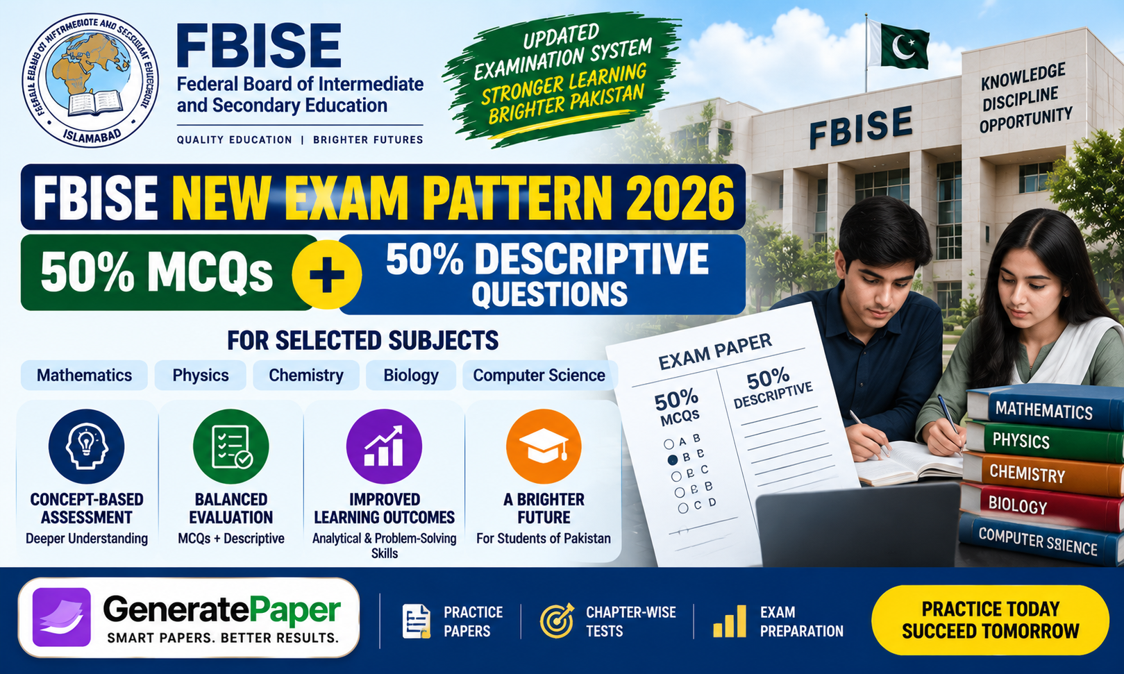FBISE introduces 50 percent MCQs and 50 percent descriptive exam pattern