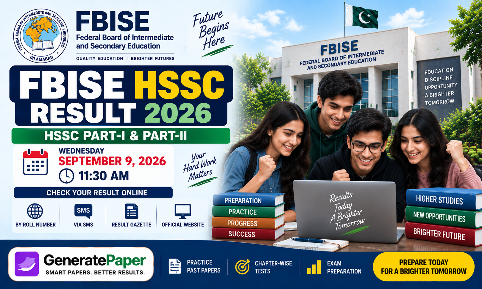 FBISE HSSC Result 2026 announcement for Part I and Part II students