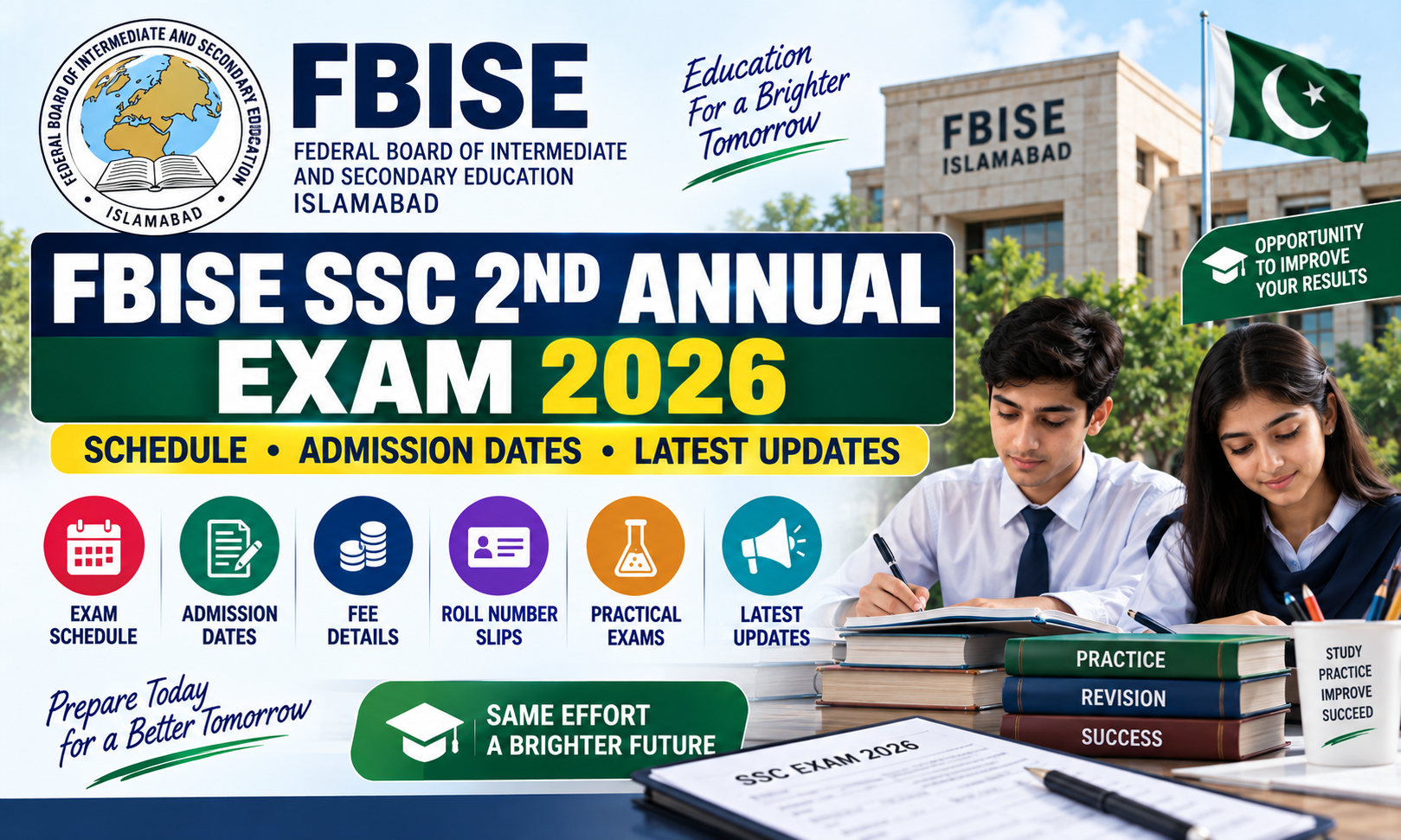 FBISE SSC 2nd Annual Exam 2026 schedule, admission dates and latest updates
