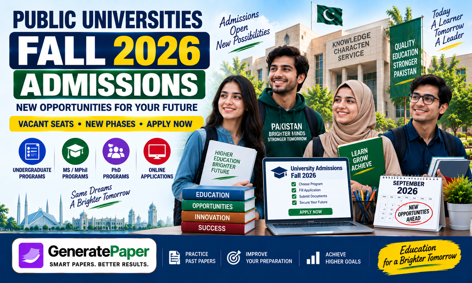Public universities announce new Fall 2026 admission opportunities in Pakistan