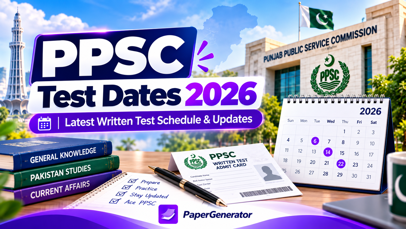 PPSC Test Dates 2026 latest written test schedule, exam dates and roll number slips