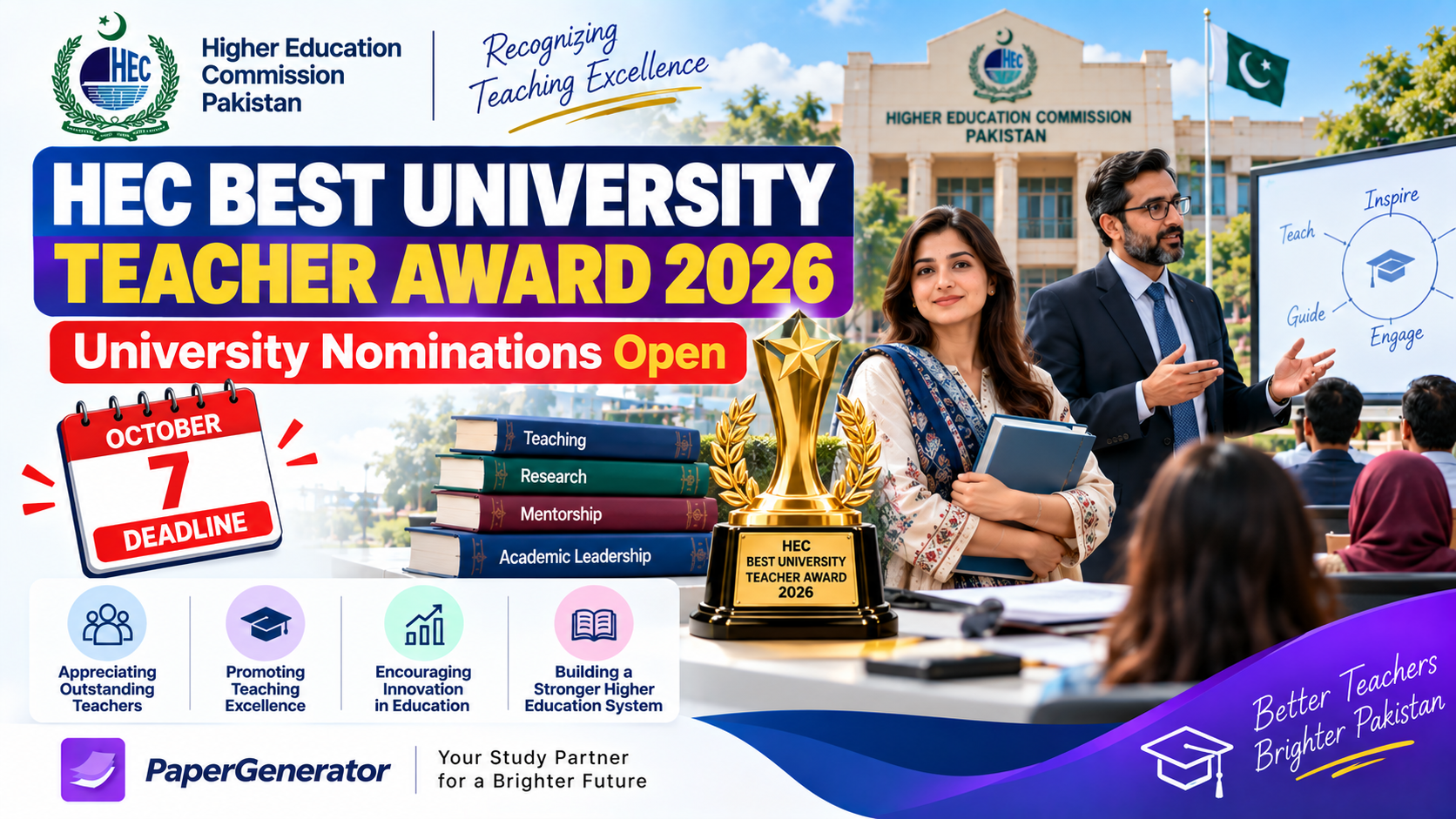 HEC Best University Teacher Award 2026 for outstanding university teachers in Pakistan