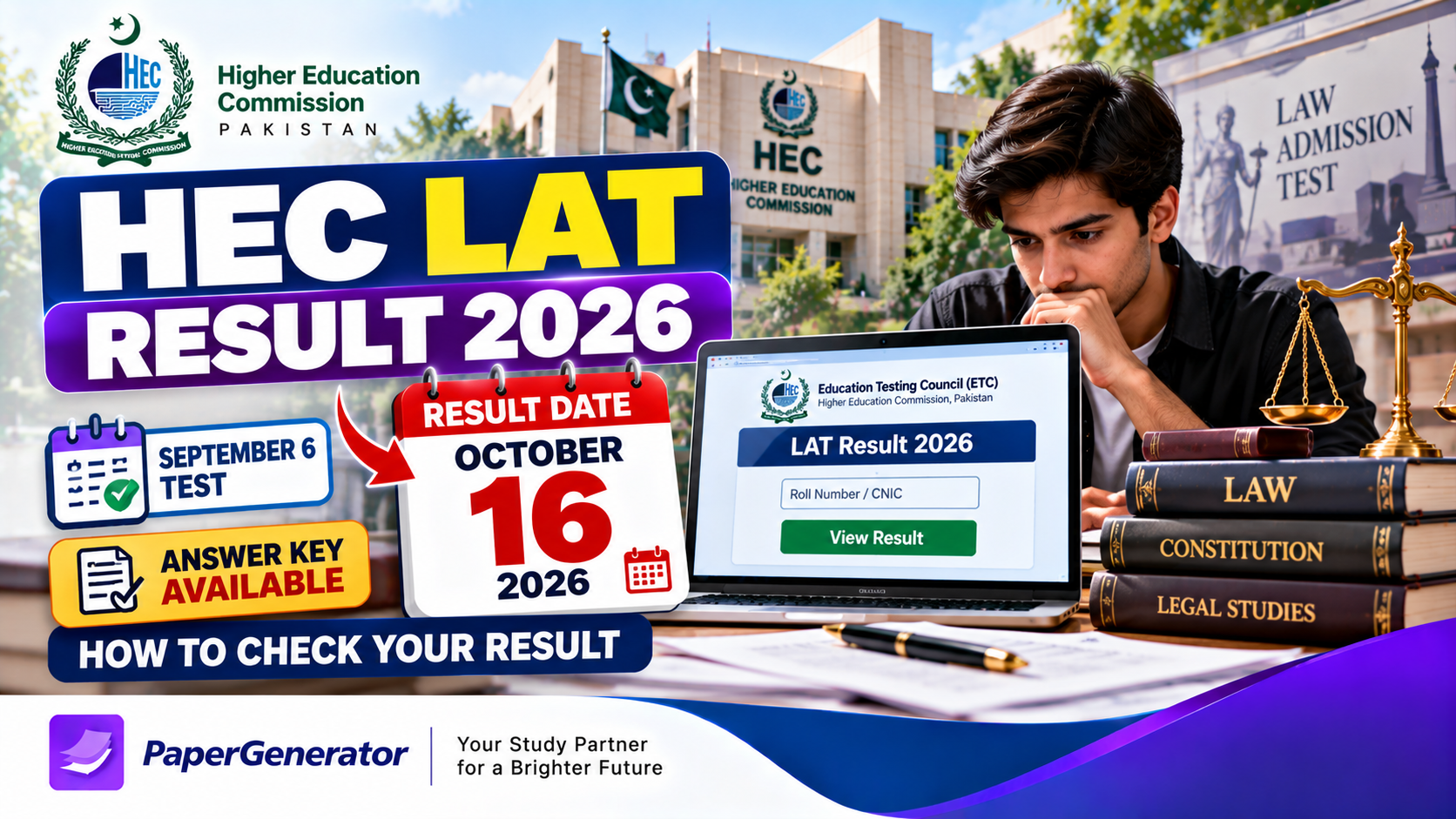 HEC LAT Result 2026 scheduled for October 16 with result checking information
