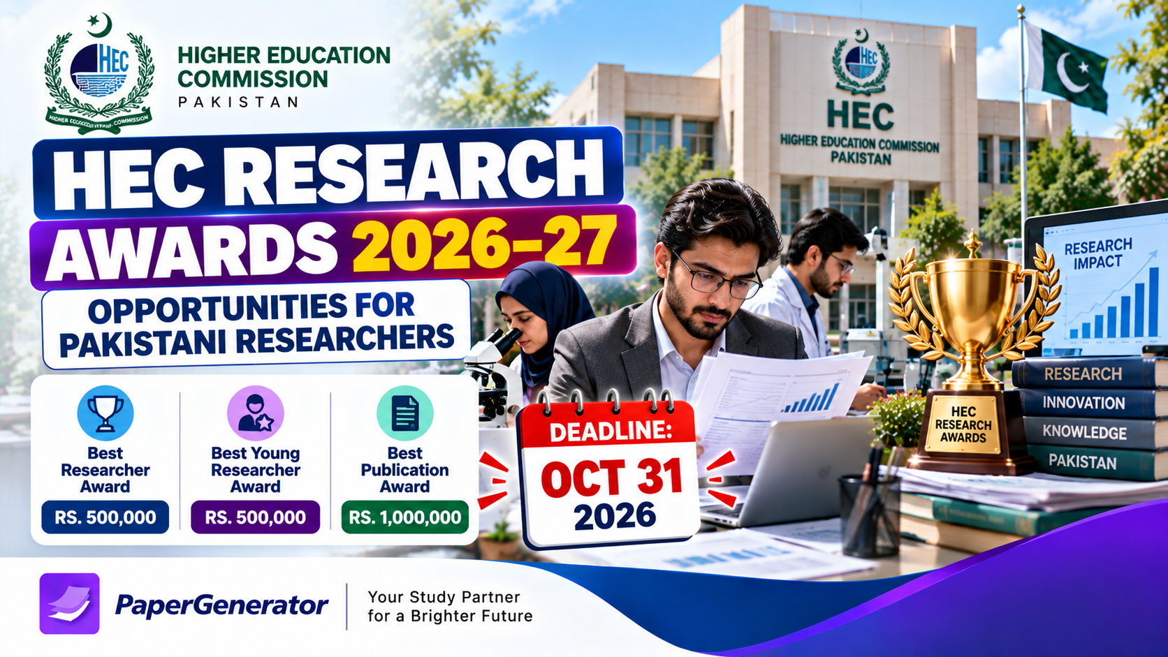 HEC Research Awards 2026-27 for Pakistani researchers and scholars