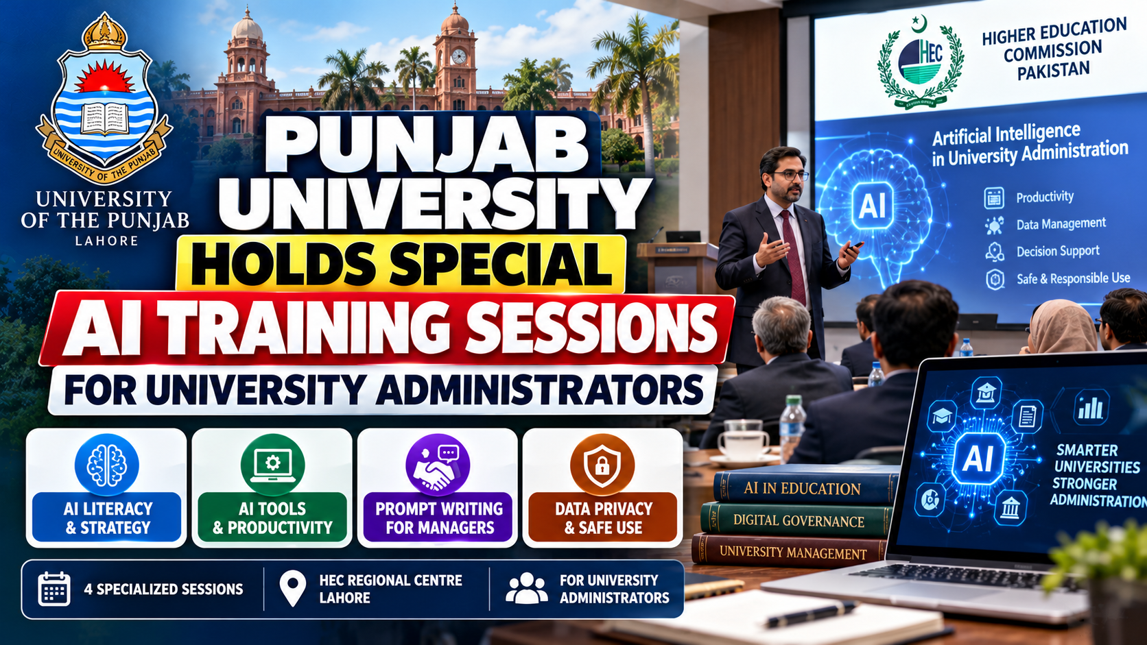 Punjab University AI training sessions for university administrators at HEC Lahore