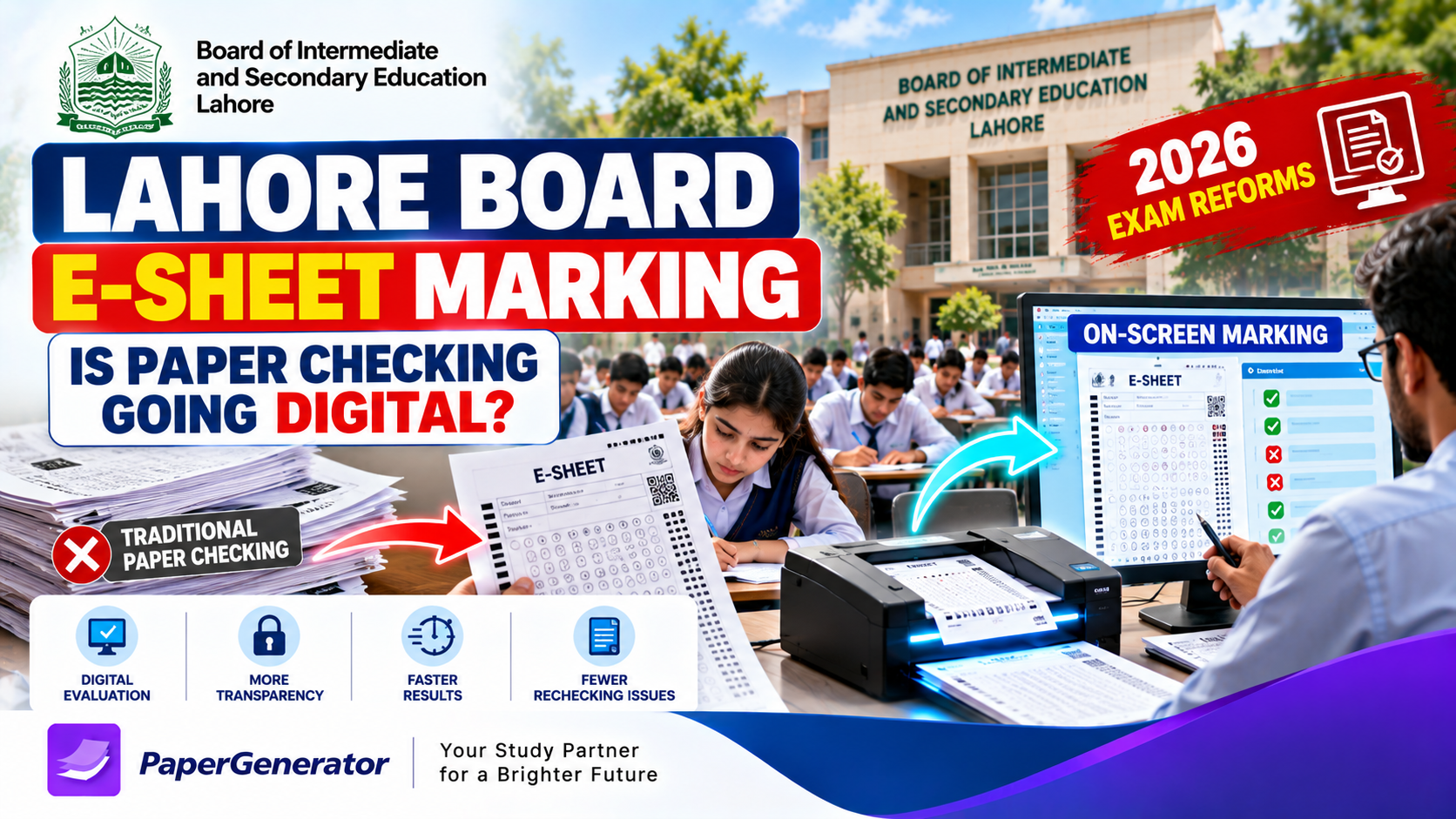 Lahore Board e-sheet marking system and digital paper checking for students
